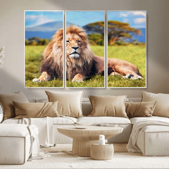 67826-MGV-CV-36X24-Majestic Lion Wall Art – King of the Jungle Canvas Print, Safari Wildlife Decor for Living Room, Office, or Man Cave