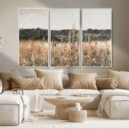 46308-MGV-CV-36X24-Wildflower Field Wall Art – Rustic Meadow Landscape Canvas Print, Country Nature Decor for Living Room, Bedroom or Farmhouse