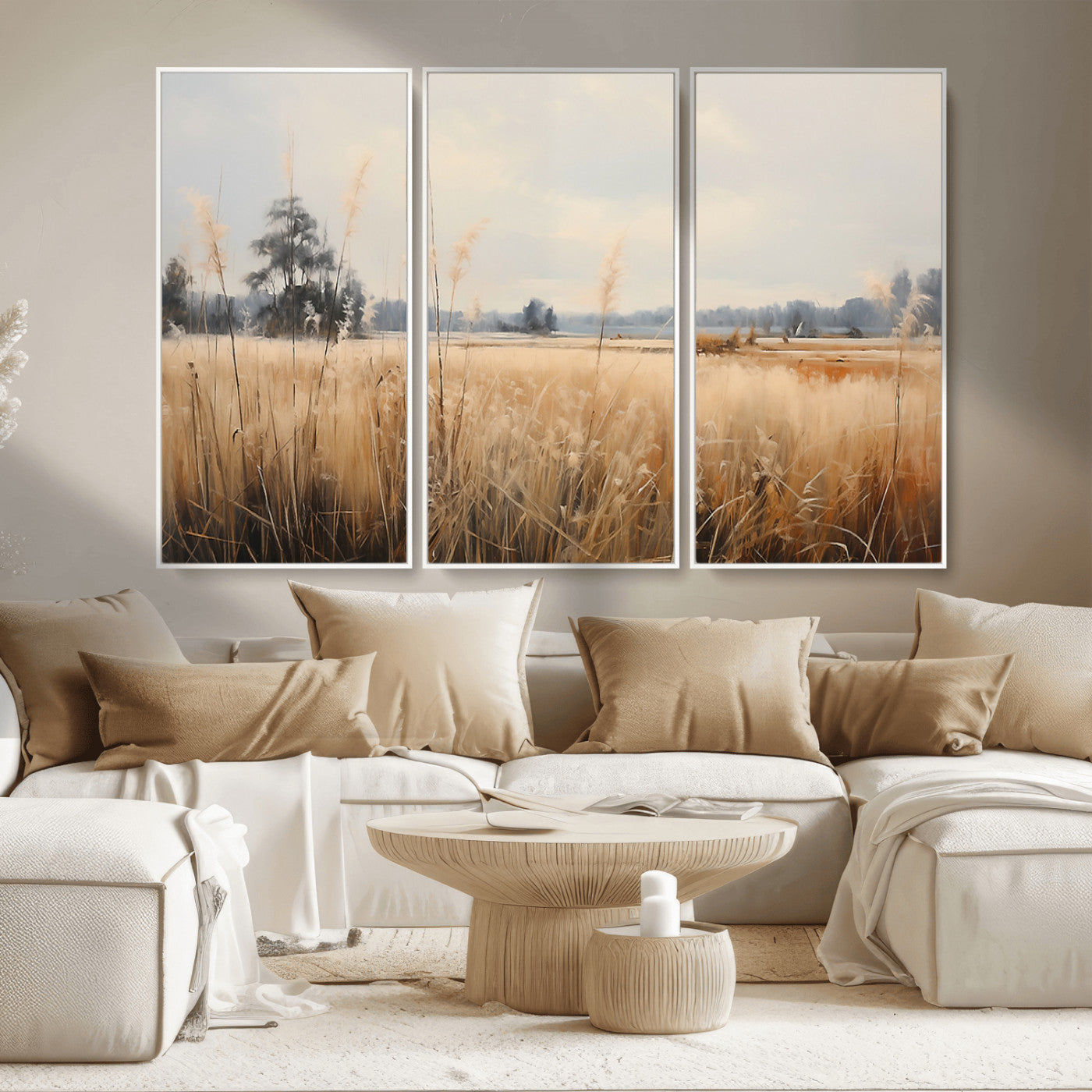 38193-MGV-CV-36X24-Golden Meadow Wall Art – Serene Grassland Landscape Canvas Print, Rustic Nature Decor for Bedroom, Living Room or Farmhouse