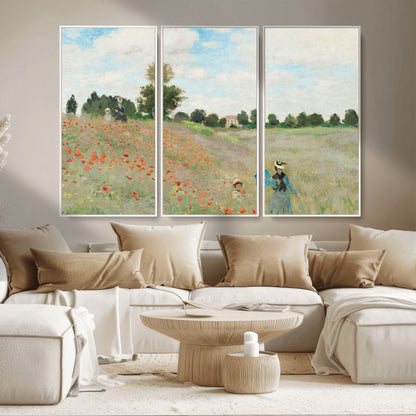 74890-MGV-CV-36X24-Monet Poppy Field Wall Art – Impressionist Landscape Canvas Print, Classic French Artwork for Living Room, Bedroom or Office Decor