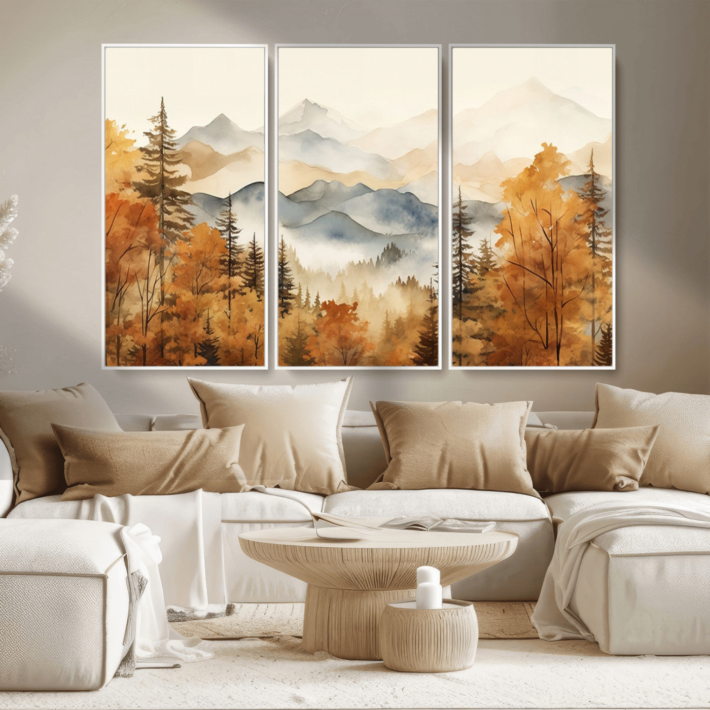 72950-MGV-CV-36X24-Autumn Mountain Forest Wall Art – Golden Fall Landscape Canvas Print, Nature-Inspired Home Decor for Living Room, Bedroom or
