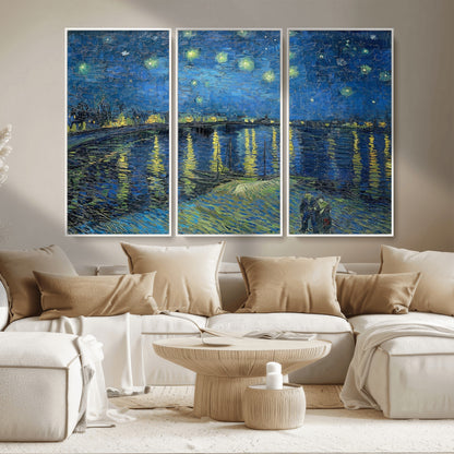 94605-MGV-CV-36X24-Starry Night Over the Rhone Wall Art – Vincent van Gogh Canvas Print, Famous Impressionist Painting for Living Room, Office