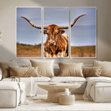 18594-MGV-CV-36X24-Texas Longhorn Bull Wall Art – Rustic Western Cattle Canvas Print, Country Farmhouse Decor for Living Room, Office or Cabin