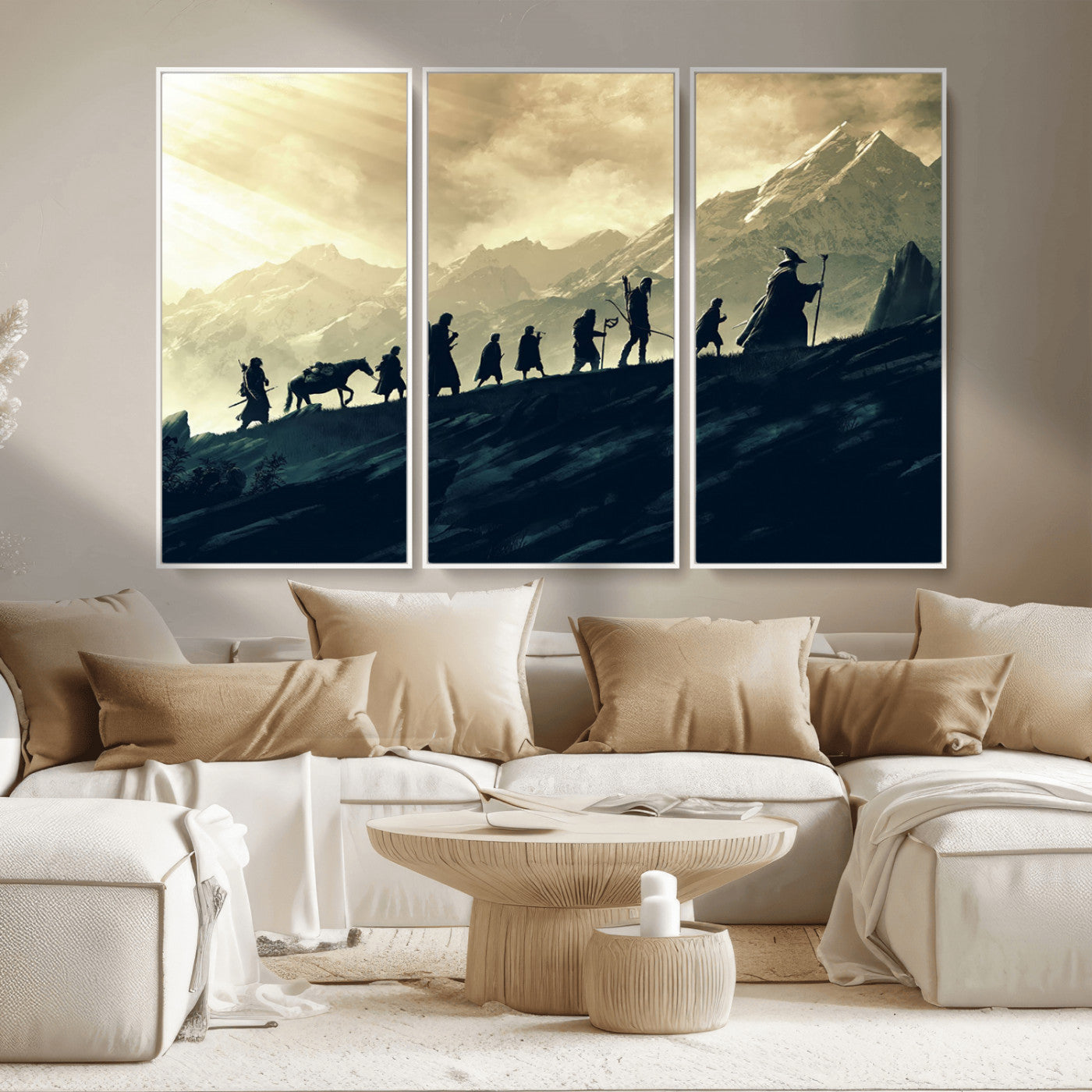 41574-MGV-CV-36X24-Fellowship Journey Wall Art – Epic Fantasy Adventure Canvas Print, Mountain Landscape Decor for Living Room, Office or Man Cave