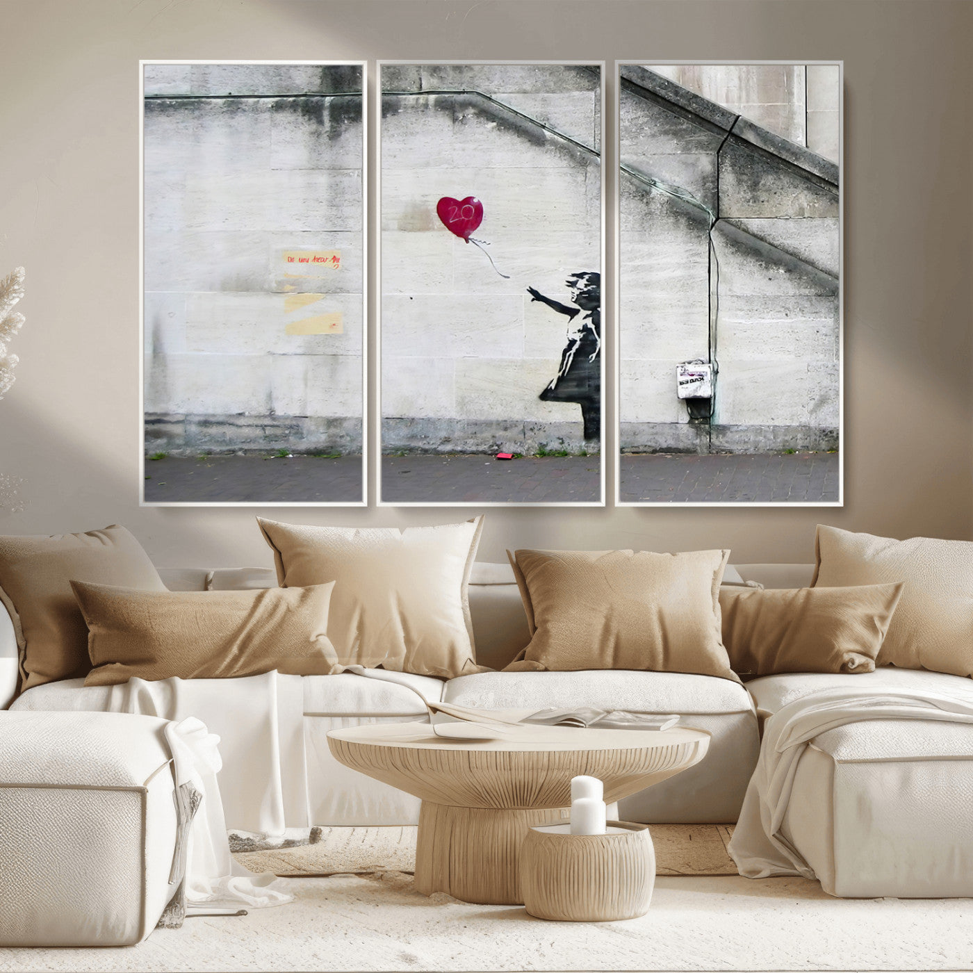 50559-MGV-CV-36X24-Banksy Girl with Balloon Wall Art – Famous Street Graffiti Canvas Print, Modern Urban Artwork for Living Room, Bedroom or Office
