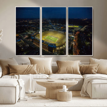 33588-MGV-CV-36X24-Football Stadium Wall Art – Aerial Night Game Canvas Print Packed Field City Lights, Sports Photography Decor for Game Room, Man