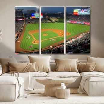 93707-MGV-CV-36X24-Los Angeles Stadium Wall Art Canvas Print, Framed Angel Stadium Field Art Picture Print, Anaheim Stadium Perfect Sports Room Decor
