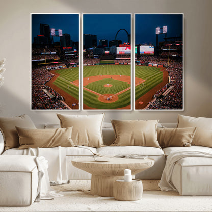 38612-MGV-CV-36X24-Busch Stadium Wall Art Canvas Print, Framed Missouri Stadium Art Picture Print, Busch Stadium Field Perfect Sports Room Decor