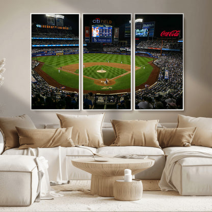 25148-MGV-CV-36X24-Baseball Stadium Wall Art – Canvas Print Night Game Packed Crowd Bright Lights Sports Photography, Dynamic Decor for Game Room,