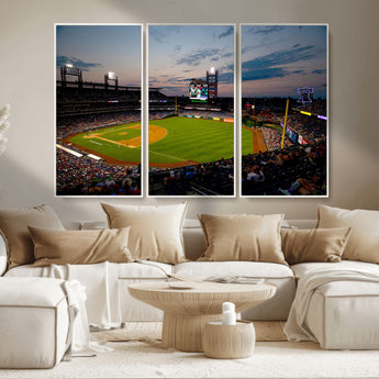 17415-MGV-CV-36X24-Philadelphia Phillies Stadium Wall Art Canvas Print, Framed Citizens Bank Park Art Picture Print, Phillies Stadium Field Perfect