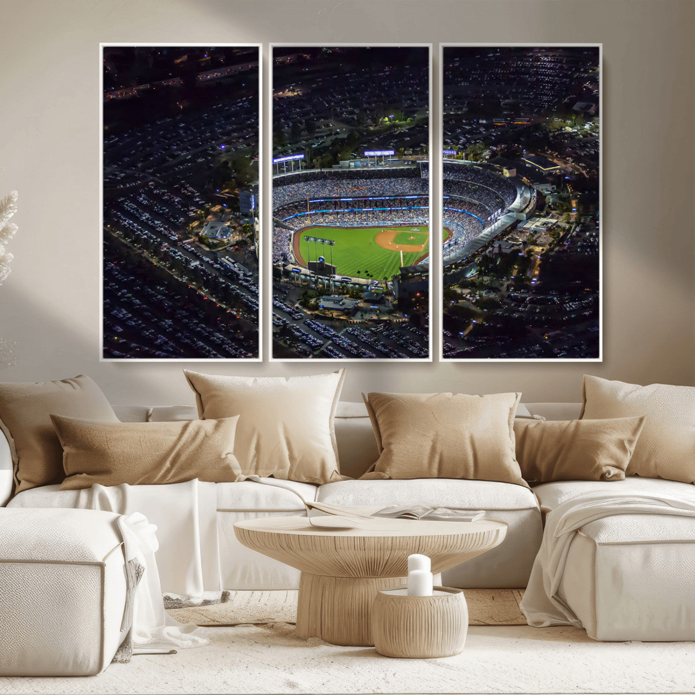 16515-MGV-CV-36X24-Dodgers Stadium Wall Art Canvas Print, Framed Baseball Stadium Art Picture Print, Dodgers Field Perfect Sport Room Decor Artwork