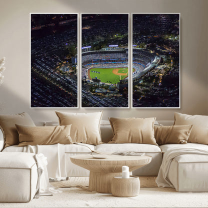 16515-MGV-CV-36X24-Dodgers Stadium Wall Art Canvas Print, Framed Baseball Stadium Art Picture Print, Dodgers Field Perfect Sport Room Decor Artwork