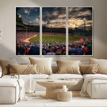 53432-MGV-CV-36X24-Fenway Park Stadium Wall Art Canvas Print, Framed Boston Baseball Stadium Art Picture Print, Massachusetts Fenway Park Perfect