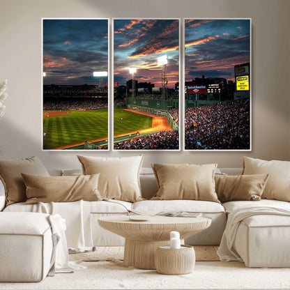 66781-MGV-CV-36X24-Baseball Stadium Wall Art – Canvas Print Evening Game Field Packed Crowd Sunset Sky Sports Photography, Dynamic Decor for Game
