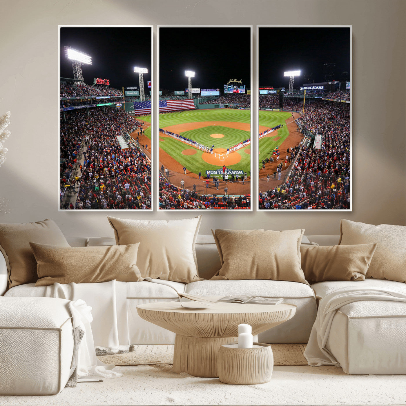 47365-MGV-CV-36X24-Fenway Park Stadium Wall Art Canvas Print, Framed Boston Baseball Stadium Art Picture Print, MLB Stadium Field Perfect Sport Room
