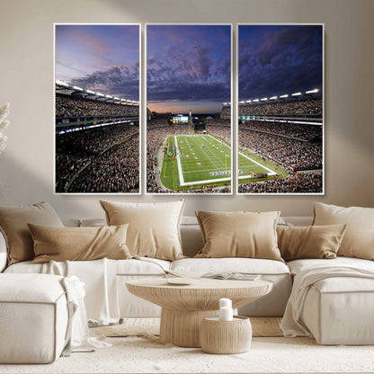 52712-MGV-CV-36X24-Gillette Stadium Field Wall Art Canvas Print, Framed Massachusetts Stadium Art Picture Print, Gillette Stadium Perfect Sport Room