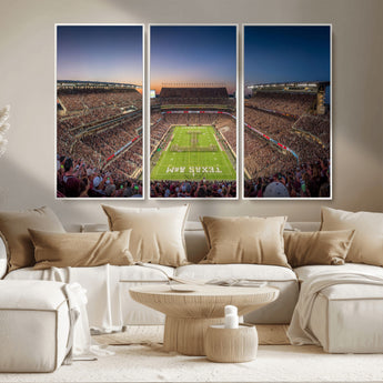 17421-MGV-CV-36X24-Kyle Field Wall Art Canvas Print, Framed Texas Stadium Art Picture Print, Kyle Field Stadium Perfect Sport Room Decor Artwork