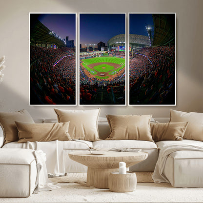 44322-MGV-CV-36X24-Minute Maid Park Wall Art Canvas Print, Framed Houston Astros Stadium Art Picture Print, Houston Astros Field Perfect Sports Room