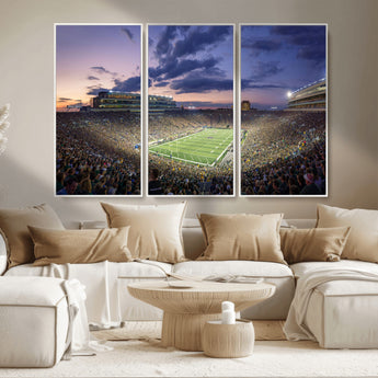 50825-MGV-FC-48X32-3P_White-Notre Dame Stadium Wall Art Canvas Print, Framed Indiana Stadium Art Picture Print, Football Stadium Perfect Sports Room Decor