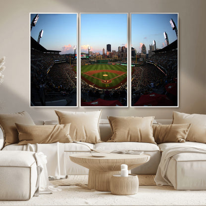 67670-MGV-CV-36X24-PNC Park Stadium Wall Art Canvas Print, Framed Pittsburgh Pirates Stadium Art Picture Print, PNC Park Field Perfect Sport Room