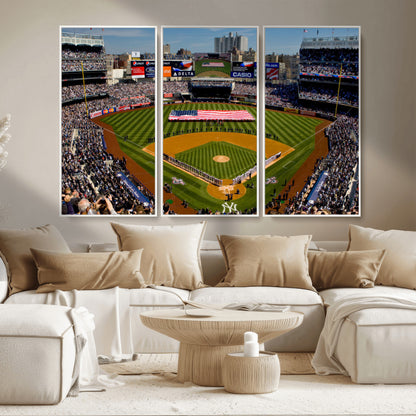 20879-MGV-CV-36X24-Yankee Stadium Wall Art Canvas Print, Framed New York Stadium Art Picture Print, Yankee Field Perfect Sport Room Decor Artwork