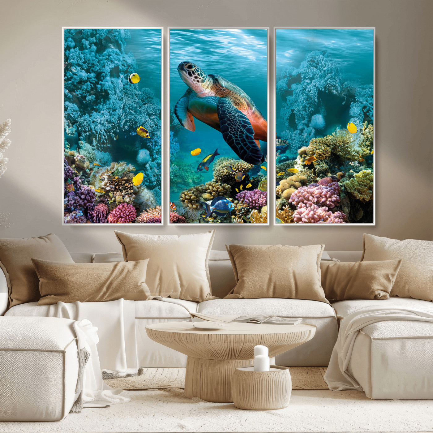 38661-MGV-CV-36X24-Sea Turtle Wall Art Canvas Print, Framed Ocean Wildlife Art Picture Print, Turtle Perfect Coastal Nature Decor Artwork