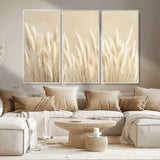 81444-MGV-CV-36X24-Pampas Grass Wall Art Canvas Print, Framed Beige Pampas Grass Art Picture Print, Minimalist Beige Perfect Minimalist Nature Decor