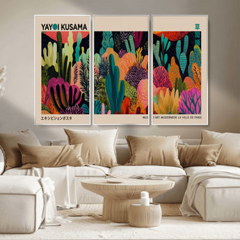 45711-MGV-CV-36X24-Yayoi Kusama Wall Art Canvas Print, Framed Abstract Yayoi Kusama Art Picture Print, Japanese Wabi Sabi Perfect Modern Abstract