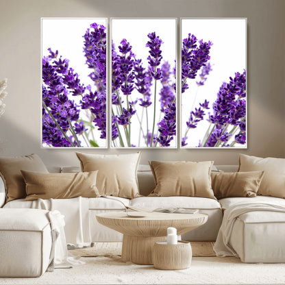 84456-MGV-CV-36X24-Lavender Wall Art – Botanical Canvas Print Featuring Purple Floral Stems, Fresh Nature Inspired Artwork for Living Room, Bedroom,
