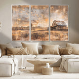 FARM2-MGV-FC-48X32-3P_White-Rustic Farmhouse Wall Art Canvas Print, Framed Old Barn Art Picture Print, Southwestern Farmhouse Perfect Rustic Decor Artwork