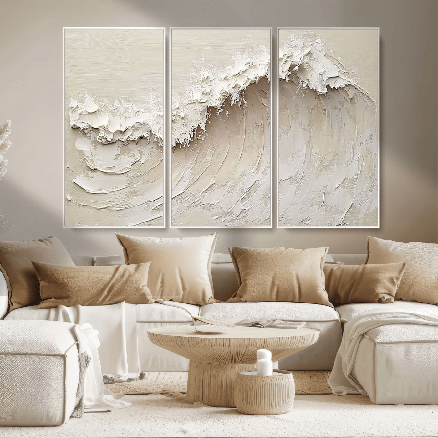 45175-MGV-CV-36X24-Textured Wave Wall Art Canvas Print, Framed Minimal Seascape Art Picture Print, Elegant Wave Perfect Modern Coastal Decor Artwork