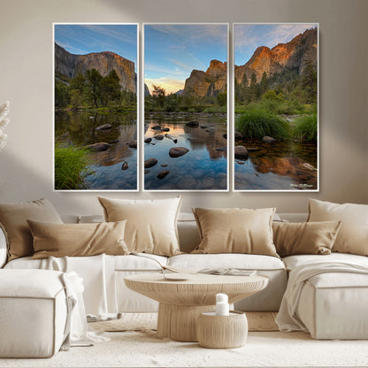 55893831-MGV-CV-36X24-Yosemite Valley Wall Art Canvas Print, Framed El Capitan Art Picture Print, Sierra Landspace Perfect Rustic Nature Decor Artwork