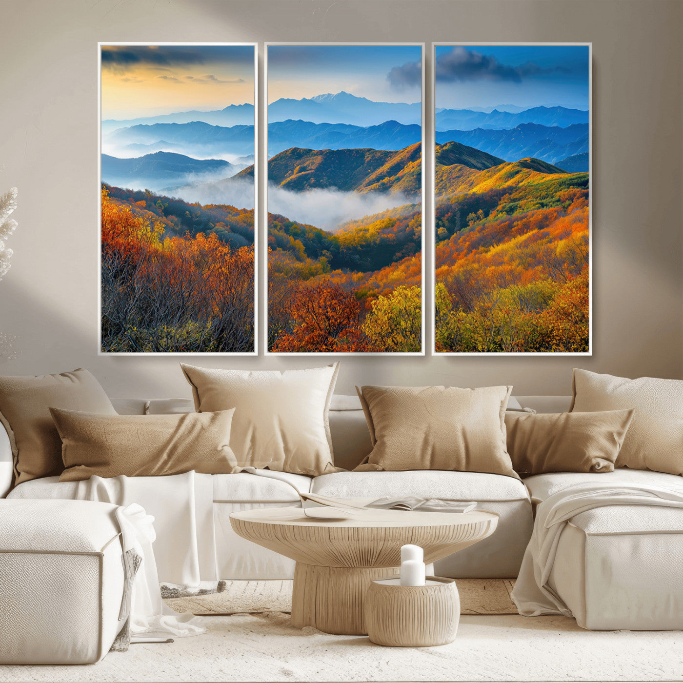 86772247-MGV-CV-36X24-Autumn Mountains Wall Art Canvas Print, Framed Fall Foliage Art Picture Print, Vibrant Hills Perfect Vibrant Nature Decor Artwork