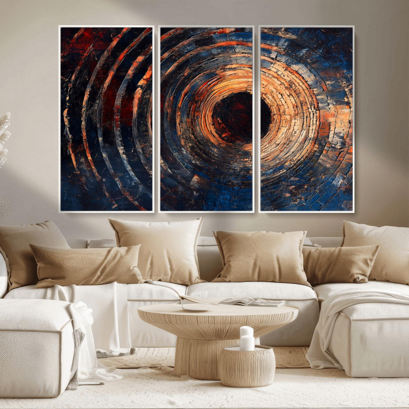 10017879-MGV-CV-36X24-Wood Tree Ring Wall Art Canvas Print, Framed Natural Wood Art Picture Print, Rustic Tree Slice Perfect Rustic Decor Artwork