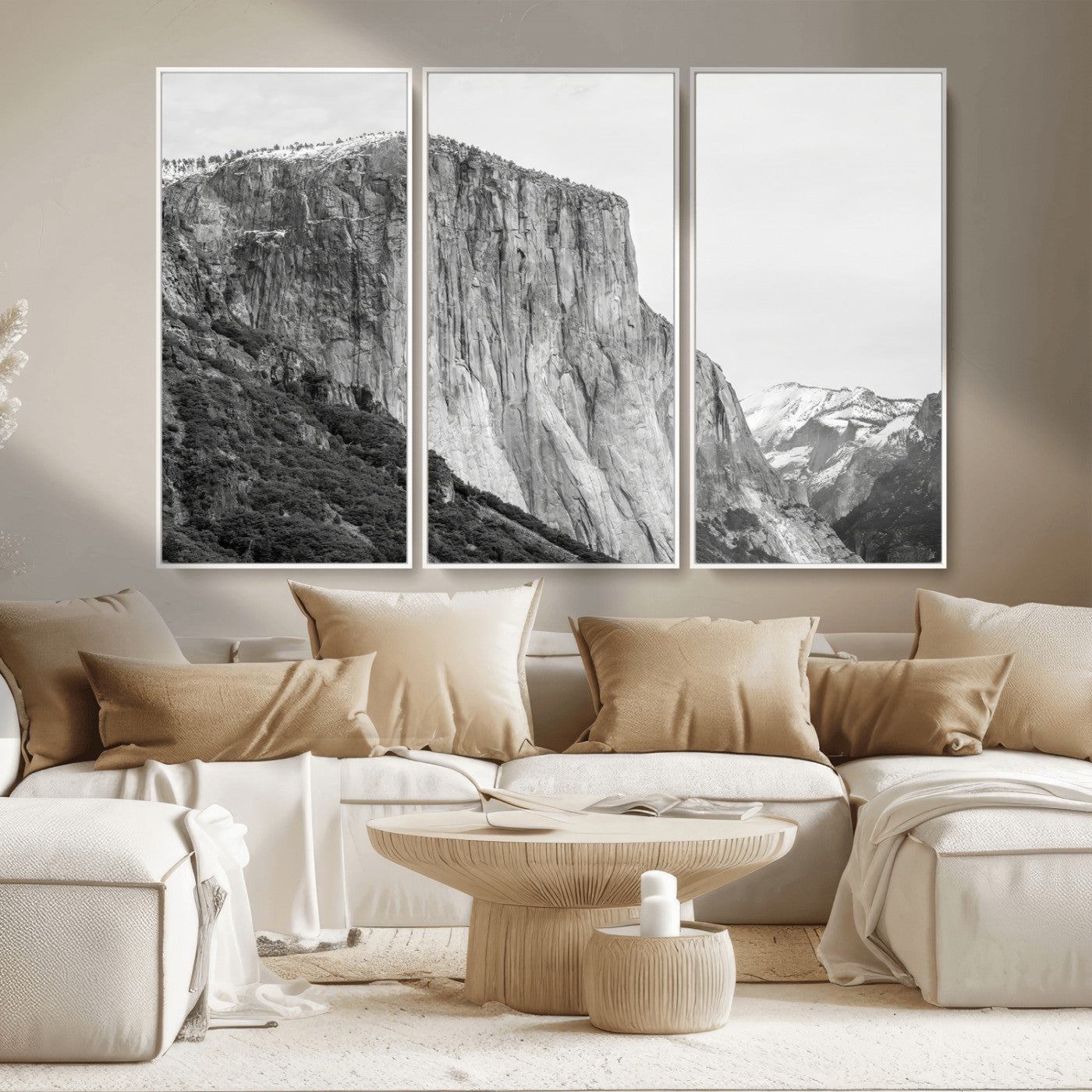39393420-MGV-CV-36X24-El Capitan Wall Art Canvas Print, Framed Yosemite Cliff Art Picture Print, Monochrome Mountain Perfect Monochrome Sierra Decor