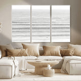 66534476-MGV-CV-36X24-Lone Surfer Wall Art Canvas Print, Framed Ocean Waves Art Picture Print, Minimal Sea Perfect Minimal Coastal Decor Artwork