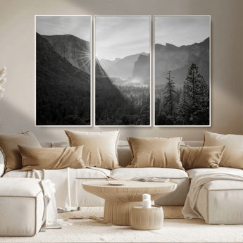 39278955-MGV-CV-36X24-Yosemite Valley Wall Art Canvas Print, Framed El Capitan Art Picture Print, Misty Mountain Perfect Modern Rustic Decor Artwork
