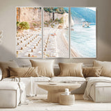 84816639-MGV-CV-36X24-Mediterranean Beach Wall Art Canvas Print, Framed Airy Coastal Art Picture Print, Summer Shore Perfect Coastal Retreat Decor