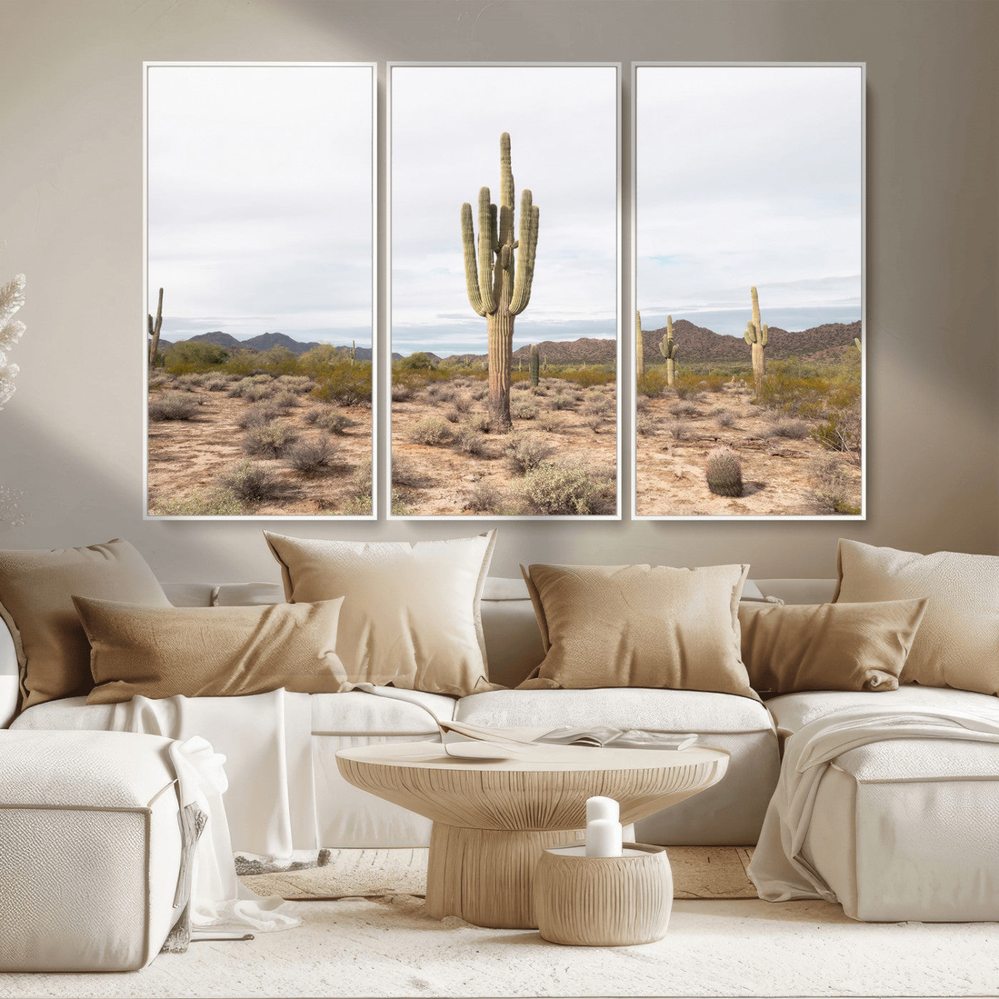 96147924-MGV-CV-36X24-Saguaro Cactus Wall Art Canvas Print, Framed Desert Cactus Art Picture Print, Earthy Desert Perfect Southwestern Boho Decor