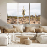 96147924-MGV-CV-36X24-Saguaro Cactus Wall Art Canvas Print, Framed Desert Cactus Art Picture Print, Earthy Desert Perfect Southwestern Boho Decor