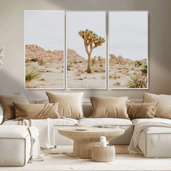 67109959-MGV-CV-36X24-Joshua Tree Wall Art Canvas Print, Framed Neutral Desert Art Picture Print, Earthy Landscape Perfect Neutral Boho Decor Artwork