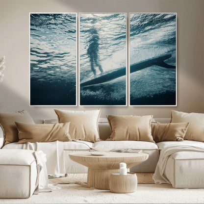 71192524-MGV-CV-36X24-Submerged Surf Wall Art Canvas Print, Framed Underwater Perspective Art Picture Print, Ocean Surf Perfect Coastal Adventure Decor