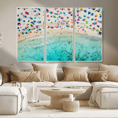 76172085-MGV-CV-36X24-Tropical Shoreline Wall Art Canvas Print, Framed Beach Relaxing Art Picture Print, Aerial Summer Perfect Coastal Vibrant Decor