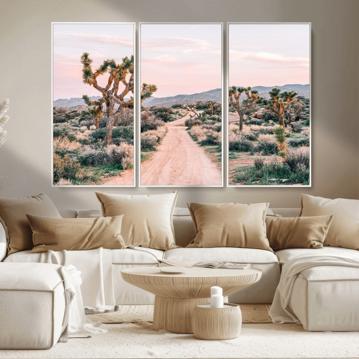 12540952-MGV-CV-36X24-Joshua Tree Park Wall Art Canvas Print, Framed Desert Road Art Picture Print, Sunset Drive Perfect Southwestern Boho Decor Artwork