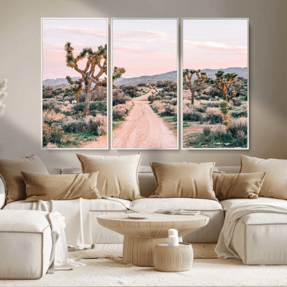 12540952-MGV-CV-36X24-Joshua Tree Park Wall Art Canvas Print, Framed Desert Road Art Picture Print, Sunset Drive Perfect Southwestern Boho Decor Artwork