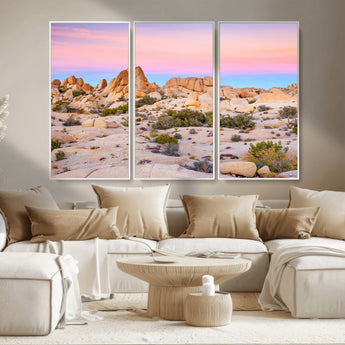 96167137-MGV-CV-36X24-Vibrant Sunset Sky Wall Art Canvas Print, Framed Joshua Tree Art Picture Print, Rugged Terrain Perfect Southwestern Boho Decor