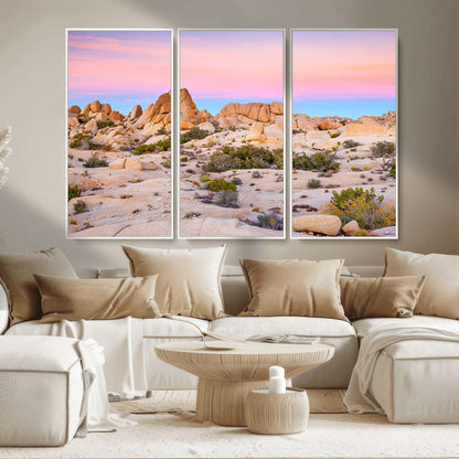 96167137-MGV-CV-36X24-Vibrant Sunset Sky Wall Art Canvas Print, Framed Joshua Tree Art Picture Print, Rugged Terrain Perfect Southwestern Boho Decor