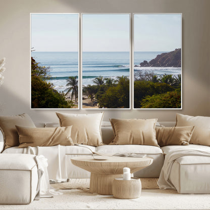 88336640-MGV-CV-36X24-Tropical Beach Scene Wall Art Canvas Print, Framed Coastal Photography Art Picture Print, Ocean Horizon Art Perfect Coastal Boho