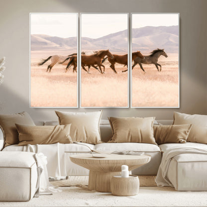 83644685-MGV-CV-36X24-Wild Horse Art Wall Art Canvas Print, Framed Rustic Western Art Picture Print, Desert Horse Scene Perfect Rustic Western Decor