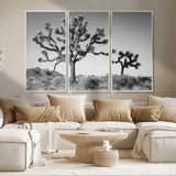50975475-MGV-CV-36X24-Joshua Tree Art Wall Art Canvas Print, Framed Desert Tree Print Art Picture Print, Black White Nature Perfect Southwestern Boho
